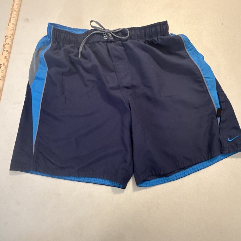 Nike Shorts Mens XL Blue Navy Swim Trunks Drawstring Athletic